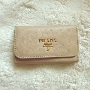 Prada Saffiano Leather Keyholder with Gold Logo